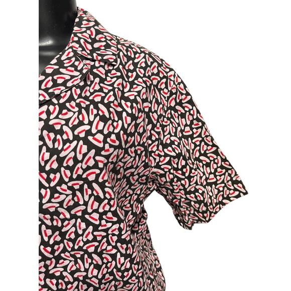 Size 12 Suburbans Womens Vintage Button Up Shirt Blouse Fedora Hat Print - Picture 4 of 11